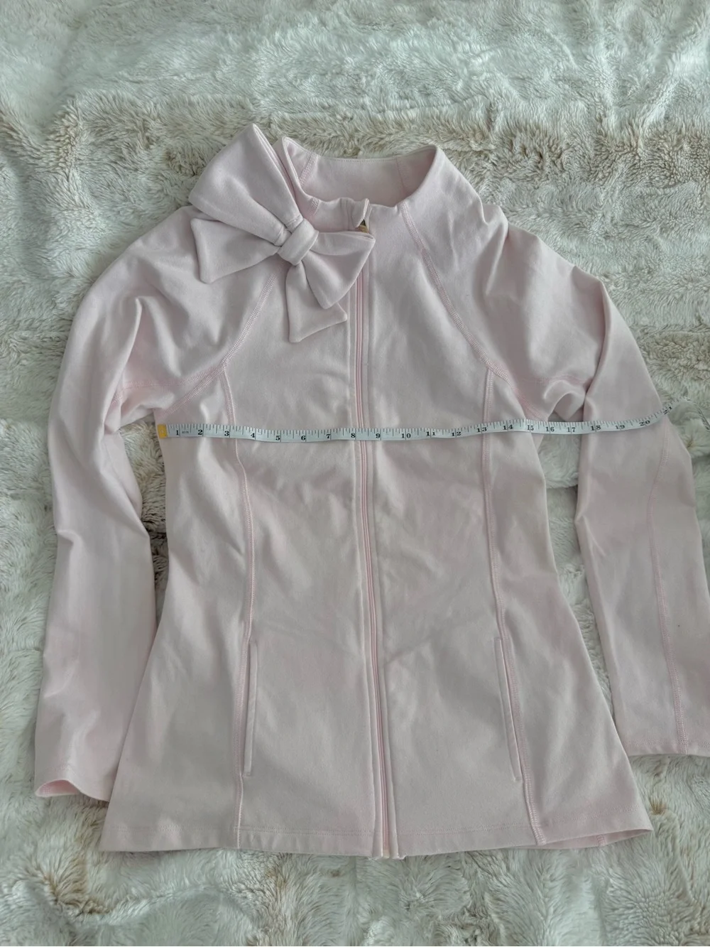 kate spade Pale Pink Bow-Accent Zip Beyond Yoga Jacket